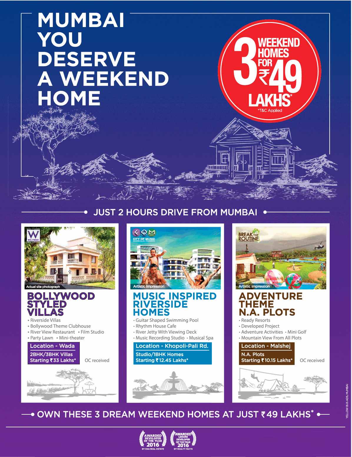 Own 3 dream weekend homes by Disha Group at Rs. 49 Lakhs in Pune